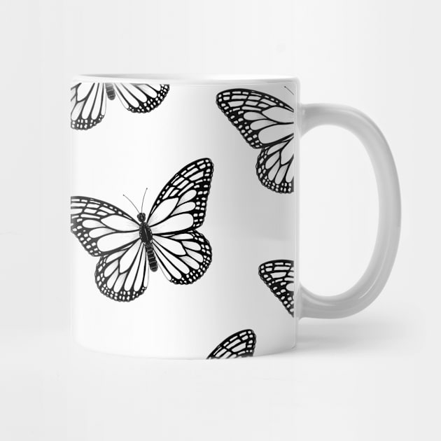 Monarch Butterfly Pattern - Black and White by GraphiscbyNel